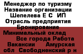 Менеджер по туризму › Название организации ­ Шепелева Е.С, ИП › Отрасль предприятия ­ Бронирование › Минимальный оклад ­ 30 000 - Все города Работа » Вакансии   . Амурская обл.,Свободненский р-н